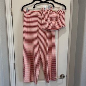 Free People M Striped Red & White Lounge Set